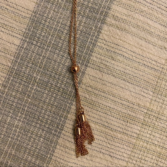J.Crew Rose Gold Tassel Pendent Long Necklace - Picture 12 of 15